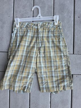 Micros Plaid Cargo Shorts - Olive, Yellow, Light Blue
